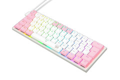 TECLADO MECANICO GAMER REDRAGON ANIVIA BRANCO COM ROSA RGB COM SWITCH AZUL ABNT-2