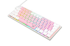 TECLADO MECANICO GAMER REDRAGON ANIVIA ROSA COM BRANCO RGB COM SWITCH MARROM ABNT-2