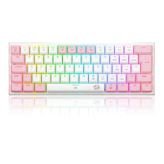 TECLADO MECANICO GAMER REDRAGON ANIVIA BRANCO COM ROSARGB COM SWITCH MARROM ABNT-2