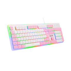 TECLADO GAMER MEMBRANA DYAUS 2 RGB BRANCO COM ROSA