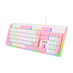 TECLADO GAMER MEMBRANA DYAUS 2 RGB BRANCO COM ROSA