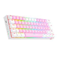 TECLADO MECANICO GAMER DRACONIC PRO RGB ROSA E BRANCO SWITCH MARRON ABNT2