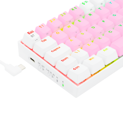 TECLADO MECANICO GAMER DRACONIC PRO RGB ROSA E BRANCO SWITCH MARRON ABNT2