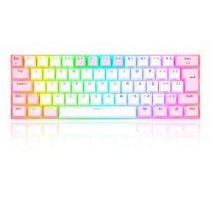 TECLADO MECANICO GAMER DRACONIC PRO RGB BRANCO E ROSA SWITCH MARRON ABNT2