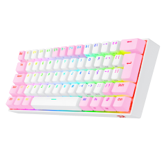 TECLADO MECANICO GAMER DRACONIC PRO RGB BRANCO E ROSA SWITCH MARRON ABNT2