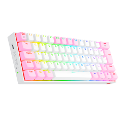 TECLADO MECANICO GAMER DRACONIC PRO RGB BRANCO E ROSA SWITCH MARRON ABNT2