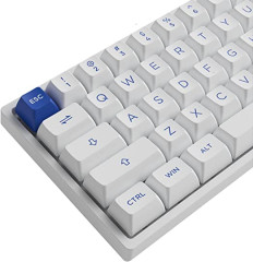TECLADO GAMER SWITCH AKKO JELLY PINK LINEAR KEYCAPS ASA PBT DOUBLE SHOT 65% LAYOUT MODELO BLUE ON WHITE 3068B PLUS