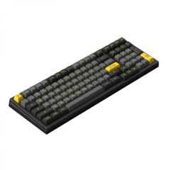 TECLADO GAMER SWITCH AKKO CRYSTAL WINE RED LINEAR KEYCAPS ASA PBT DOUBLE SHOT 1800 COMPACT  MODELO PC98B PLUS BLACK&GOLD