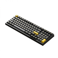 TECLADO GAMER SWITCH AKKO CRYSTAL WINE RED LINEAR KEYCAPS ASA PBT DOUBLE SHOT 1800 COMPACT  MODELO PC98B PLUS BLACK&GOLD