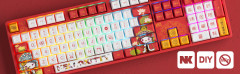 TECLADO GAMER SWITCH AKKO SAKURA LINEAR KEYCAPS JDA PBT DYE-SUB FULL-SIZE MODELO HELLO KITTY 5108S PEKING OPERA A