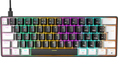 TECLADO MECANICO GAMER GAMDIAS AURA GK2 PRETO E BRANCO SWITCH MARROM ABNT2