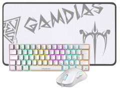 KIT GAMER TECLADO + MOUSE + MOUSE PAD GAMDIAS  HERMES E4 BRANCO SWITCH MARROM ABNT2