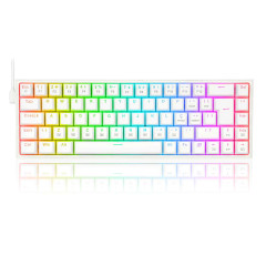 TECLADO MECANICO GAMER CASTOR RGB BRANCO SWITCH MARROM ABNT2