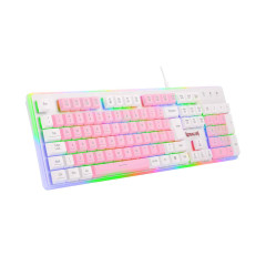 TECLADO GAMER MEMBRANA DYAUS 2 RGB ROSA COM BRANCO