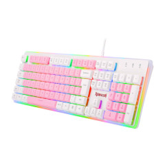 TECLADO GAMER MEMBRANA DYAUS 2 RGB ROSA COM BRANCO