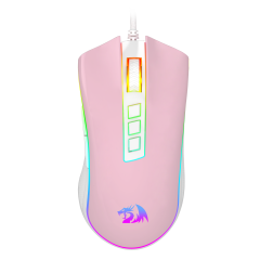 MOUSE GAMER COBRA RGB ROSA COM BRANCO