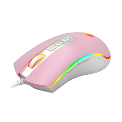 MOUSE GAMER COBRA RGB ROSA COM BRANCO