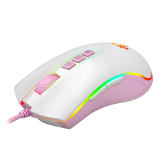 MOUSE GAMER COBRA RGB BRANCO COM ROSA
