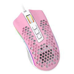 MOUSE GAMER REDRAGON STORM RGB ROSA COM BRANCO