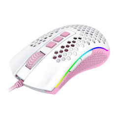 MOUSE GAMER REDRAGON STORM RGB BRANCO COM ROSA
