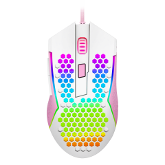 MOUSE REAPING ELITE RGB BRANCO COM ROSA