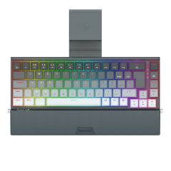 TECLADO MECANICO GAMER  SHACO PRO PRETO E CINZA RGB COM SWITCH MARROM S/F - K641G-GW-RGB (PT-BROWN)