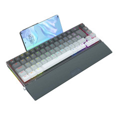 TECLADO MECANICO GAMER  SHACO PRO PRETO E CINZA RGB COM SWITCH MARROM S/F - K641G-GW-RGB (PT-BROWN)