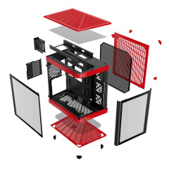 GABINETE GAMER GAMDIAS NESO P1 BR PRETO COM VERMELHO