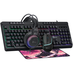 COMBO TECLADO + MOUSE + MOUSEPAD + HEADSET KALKAN BALDUR PRETO KLK00097